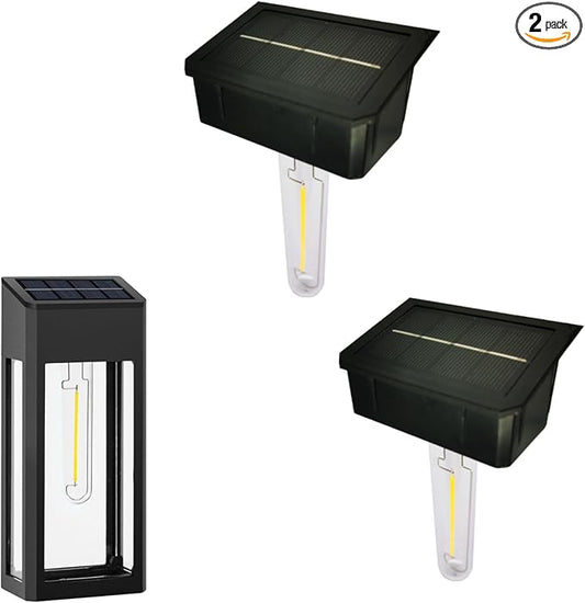 GOODFOEVER 2 Pack Solar Lights - Outdoor Fence and Wall Light Inserts, Waterproof