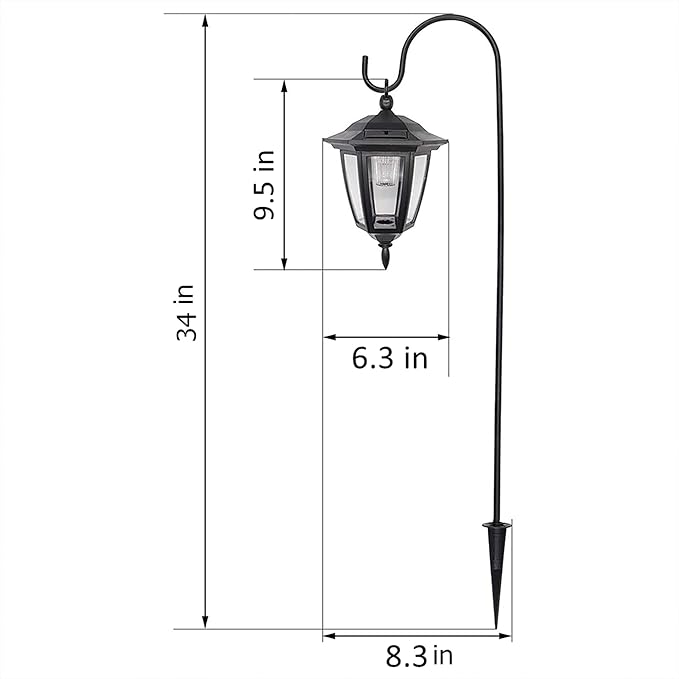 MAGGIFT 34 Inch Hanging Solar Lights, Decorative Garden Lanterns with 2 Shepherd Hooks, Solar Powered Coach Lights, Warm White LED Outdoor Lighting for Landscape, Yard, Pathway and Patio, 2 Pack