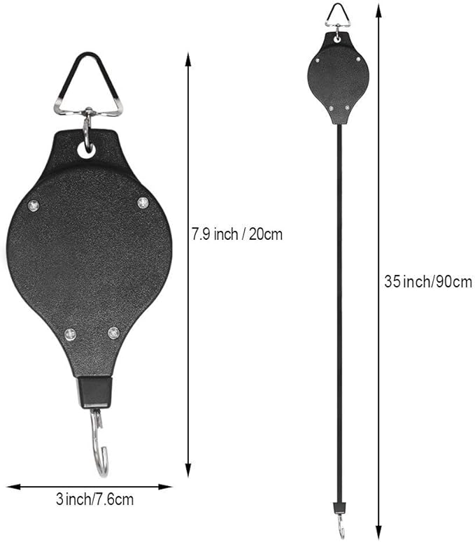 Pack Plant Hook Pulley, Retractable Plant Hanger Easy Reach Hanging Flower Basket for Garden Baskets Pots and Birds Feeder Hang High up and Pull Down to Water Or Feed (White 2Pack)