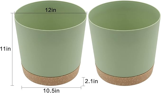 QCQHDU 12 inch Plant Pot, 2 Pack Planters for Indoor Plants with Drainage Holes & Saucer, Outdoor Flower Pots Home Garden Modern Decor
