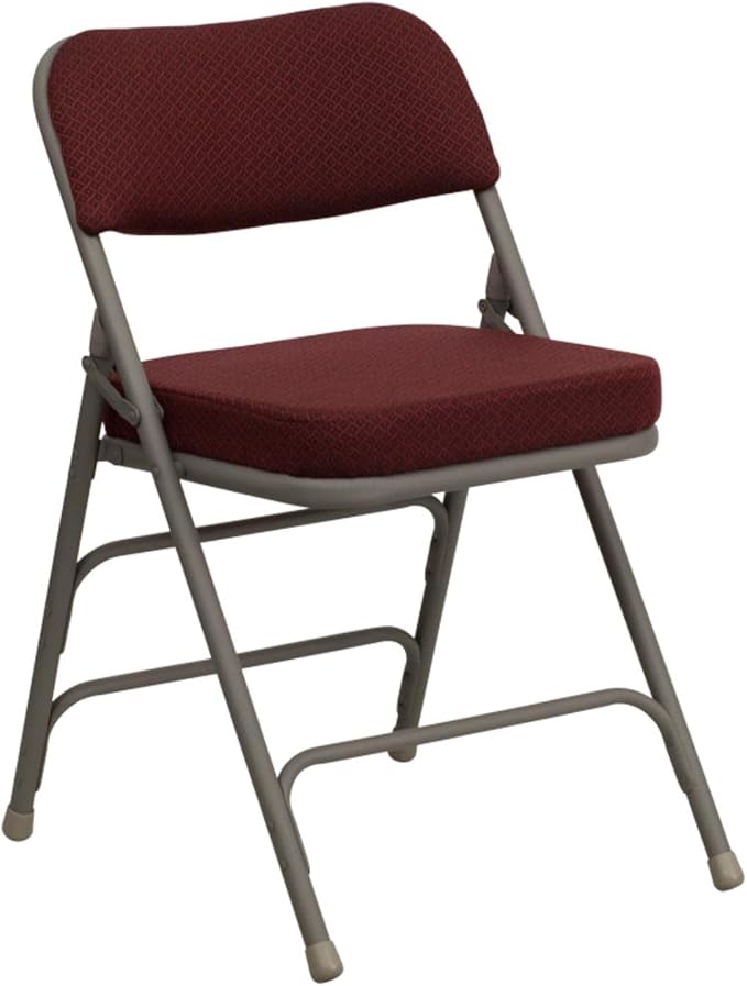 Flash Furniture 4 Pack HERCULES Series Premium Curved Triple Braced & Double Hinged Burgundy Fabric Metal Folding Chair