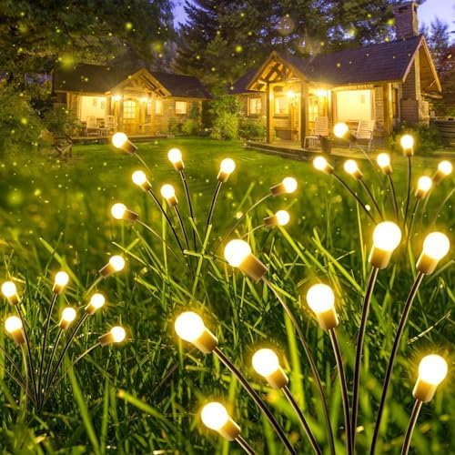 6-Pack Solar Garden Lights, 48 LED Solar Lights Outdoor for Garden Decor, Waterproof Firefly Light Outdoor (Sway by Wind), Swaying Light for Outside Yard Pathway Landscape Decorations (Warm White)