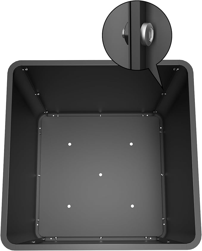 Large Metal Square Planter 24" L x 24" W x 24" H, Heavy Duty Black Large Outdoor Planters with Drainage Hole for Porch/Patio/Garden