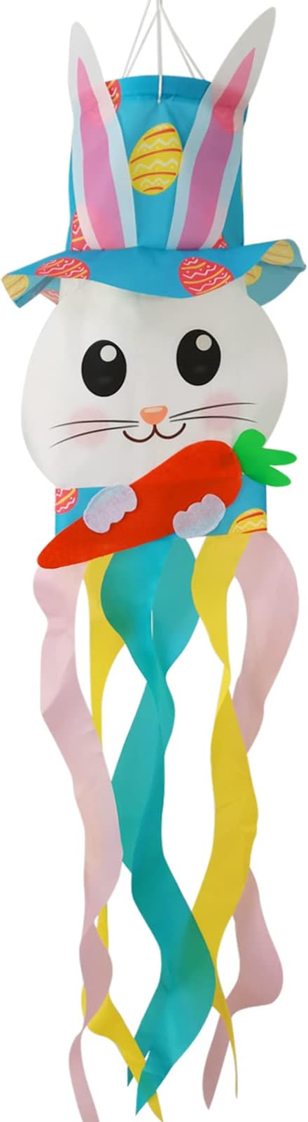 44 Inch Easter Windsock Bunny Wind Socks Outdoor Clearance Spring Windsocks for Yard and Garden Easter Decorations Outdoor