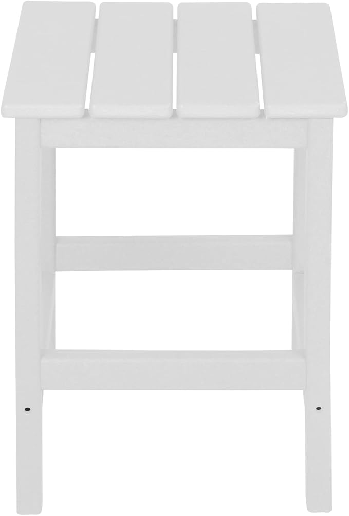 WO Home Furniture Adirondack Chair Table Set of 2 PCS Outdoor Folding Chair w Side Table Weather/UV Resistant for Lawn, Garden, Bon Fire, Balcony (White)