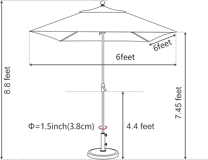 EliteShade USA 10-Year-Non-Fading 6x6Ft Square Market Umbrella Patio Outdoor Table Umbrella with Ventilation, Royal Blue