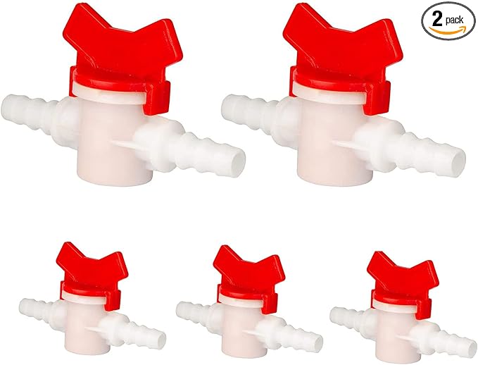 2 Pack Barbed Ball Valve 1/2" OD In-Line Ball Valve Shut-Off Switch with Hose Barb for Drip Irrigation and Aquariums Agricultura Garden