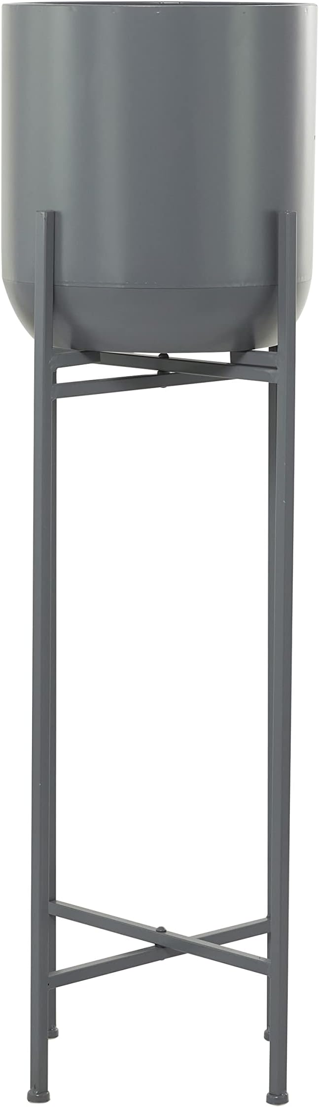 Deco 79 CosmoLiving by Cosmopolitan Metal Round Planter with Removable Stand, 13" x 13" x 42", Gray