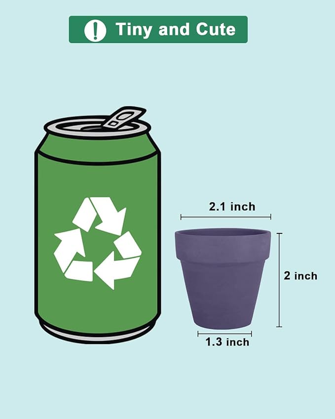 vensovo 48 Pcs 2" Tiny Terracotta & Terra Cotta Pots with Drainage - Purple Small Mini Clay Ceramic Pottery Planter Ideal for Indoor/Outdoor Plants, Crafts, Wedding Favors