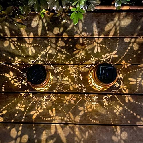 Mothers Day Gifts, 2 Pack Dragonfly Solar Lanterns Outdoor Hanging Lantern Lights, Waterproof LED Garden Decorative Light for Patio Yard Pathway Lawn Front Porch Tree