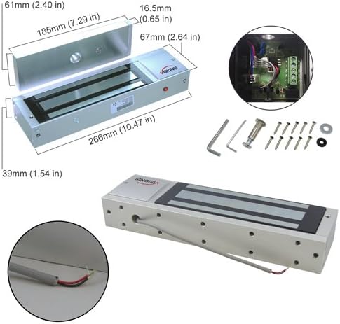 Visionis FPC-5356 One Door Access Control Outswinging Door 1200lbs Electromagnetic Lock kit with Wireless Receiver Remote and PIR Kit