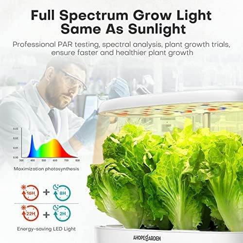 Ahopegarden Indoor Garden Hydroponics Growing System: 12 Pods Plant Germination Kit Herb Garden Kit Growth Lamp Countertop with LED Grow Light Hydrophonic Planter Grower Harvest Vegetable Lettuce