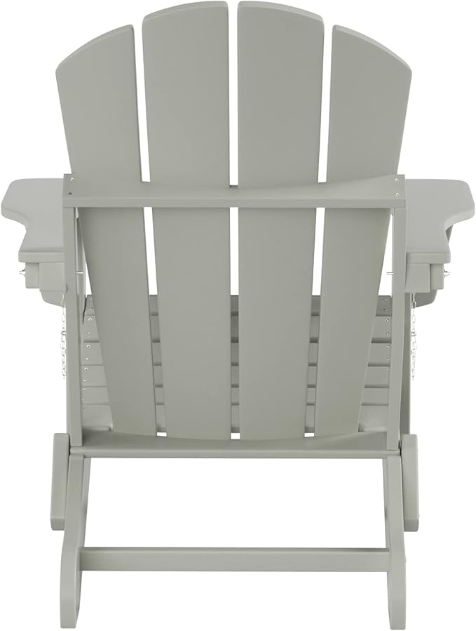 WO Home Furniture Adirondack Chairs Table Set of 3 PCS Outdoor Folding Chairs Side End Table Weather/UV Resistant for Lawn, Garden, Bon Fire, Balcony (Sand)