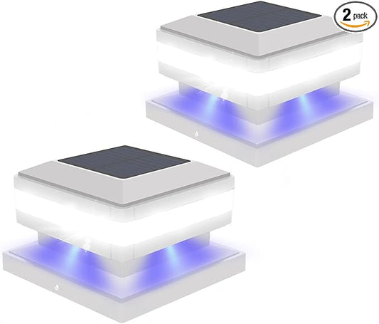 Sumaote Solar Post Lights, 52 LED 160LM 6x6 Solar Post Cap Light Outdoor IP65 Waterproof for 4x4, 6x6 Wooden Posts, Fence Deck 6000K White Lighting for Garden Patio Decor, 2 Pack