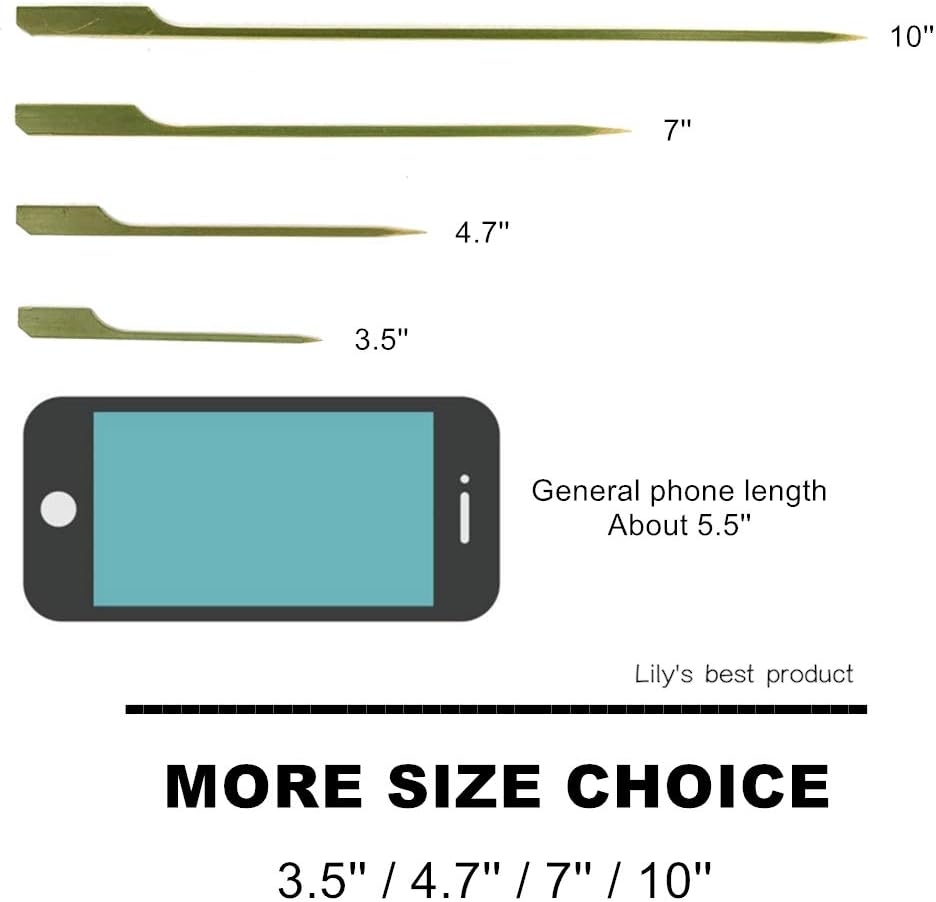 HOPELF 7 inch Bamboo Paddle Picks Skewers for Cocktail，Fruit Kabobs，BBQ，Kitchen，Grilling，Barbeque Snacks.Wood pick More Size Choices 3.5''/ 4.7''/ 7''/ 10'' (Pack of 100)