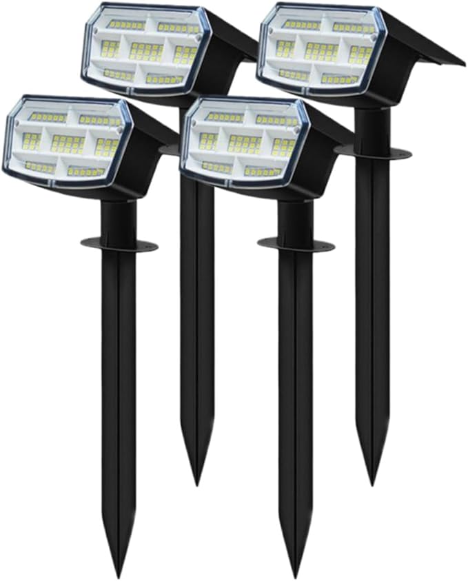 Outdoor Light Solar-Powered 3 Levels of Brightness，Waterproof IP65 can be Installed on Walls, Beside walkways, on lawns and Near Green Plants- 4 Pack (Warm)