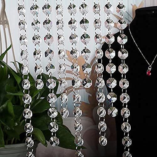 200Pcs/Set 14MM Transparent K9 Crystal Beads Chain Refraction Glass Chandelier Part Prisms Octagonal Beads Home Decor