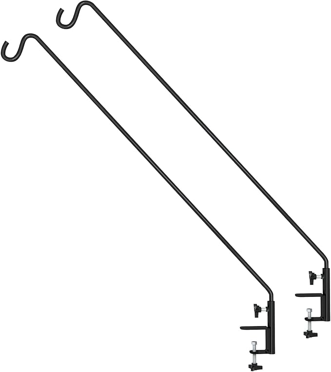 ERYTLLY Extended Reach Deck Hook Wall Pole Wall Mounted Deck Hook Extensible and 43 inch Wall Bracket for Hanging Bird Feeder,Plants,Wind Chimes,Lanterns 2 Packs