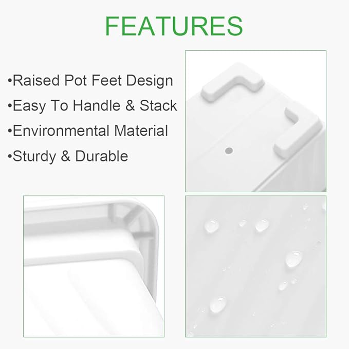 GROWNEER 3 Packs 17 Inches White Flower Window Box Plastic Vegetable Planters Long Pots with 15 Pcs Plant Labels for Outdoor Indoor Windowsill Patio Garden Home Decor Porch