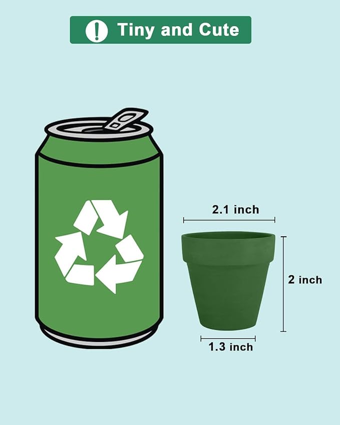 vensovo 48 Pcs 2" Tiny Terracotta & Terra Cotta Pots with Drainage - Green Small Mini Clay Ceramic Pottery Planter Ideal for Indoor/Outdoor Plants, Crafts, Wedding Favors