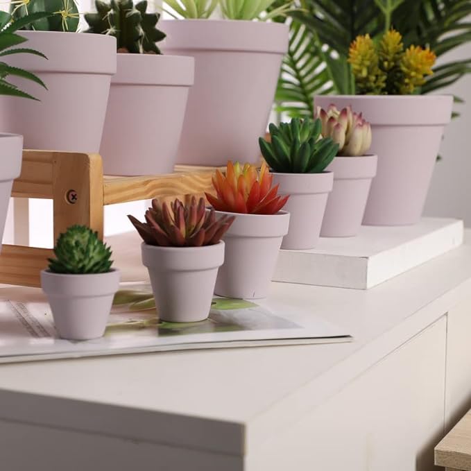 Yishang 36 pcs Small Mini Pink Clay Pots, 2.5'' Terracotta Pot Clay Ceramic Pottery Planter,Cactus Flower Terra Cotta Pots,Succulents Nursery Pots,with Drainage Hole,Great for Crafts,Wedding Favor