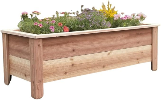 Handmade Custom Heavy Duty Rectangular Raised Cedar Wood Garden Planter Box – 46", 36", 24" – Indoor/Outdoor Farmhouse Style for Flowers & Vegetables – Made in USA (24" L x 15.5" W x 16.5" H)