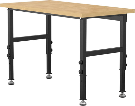 48" Adjustable Workbench,Heavy-Duty Work Table,3000 LBS Load Capacity Particleboard Hardwood Workstation with Fixed feet,for Workshop, Garage