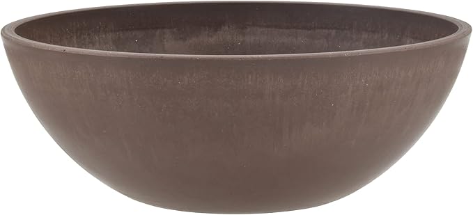 PSW Pot M20C Collection Shallow Garden Bowl Planter for Succulents, Bonsai, Fairy Gardens, Herbs, 8-inch, Chocolate