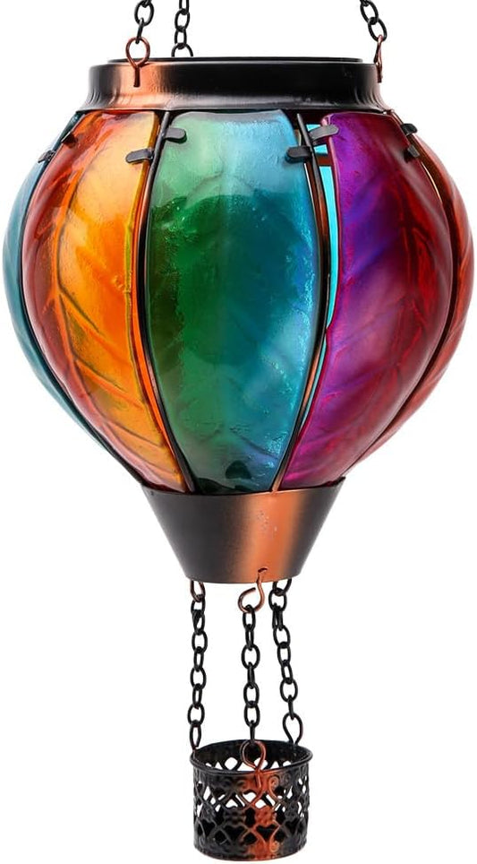 Hot Air Balloon with Flickering Flame Hanging Solar Lanterns Outdoor Lights Waterproof Lanterns Decorative Garden Patio Yard Party Decor Gradual-Colorful Hand Made