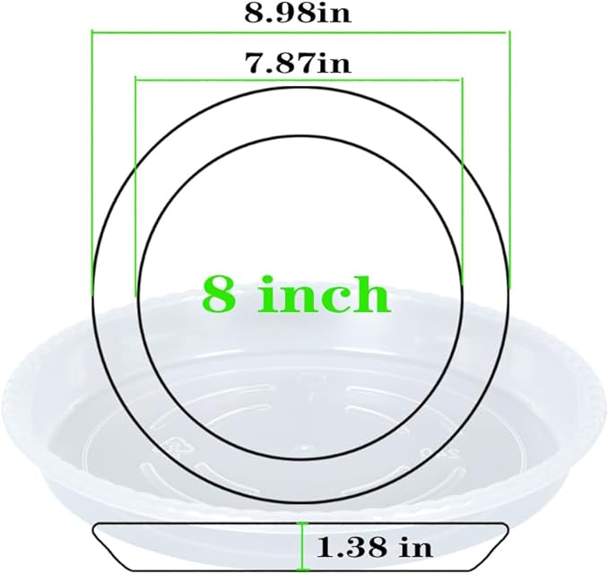 Plant Saucer 6 Pack of 8 inch, Clear Plastic Flower Plant Pot Saucer, Heavy Duty Plant Drip Trays Saucers for Indoor, Plant Water Tray for Planters