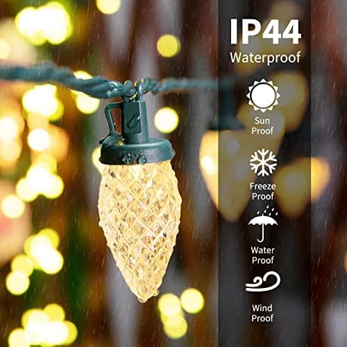 Brightown C9 LED Christmas String Lights, 66ft 100 LED Waterproof Strawberry String Lights, Plug-in Extendable Green Wire Lights String for Outdoor Indoor Outside Patio Wedding Party Decoration
