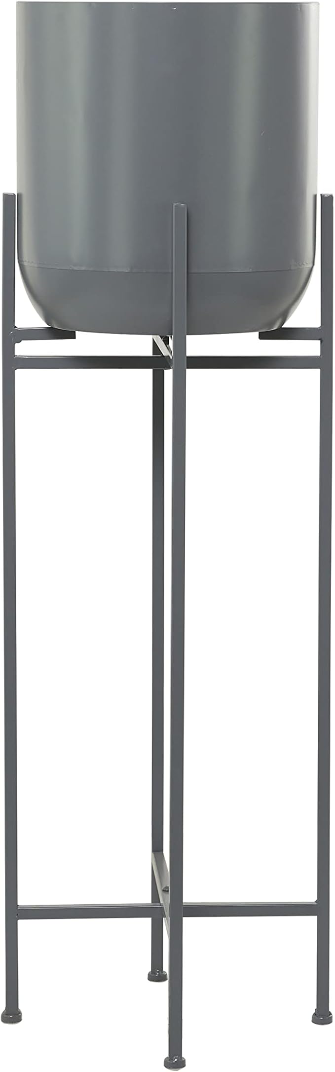 Deco 79 CosmoLiving by Cosmopolitan Metal Round Planter with Removable Stand, 13" x 13" x 42", Gray