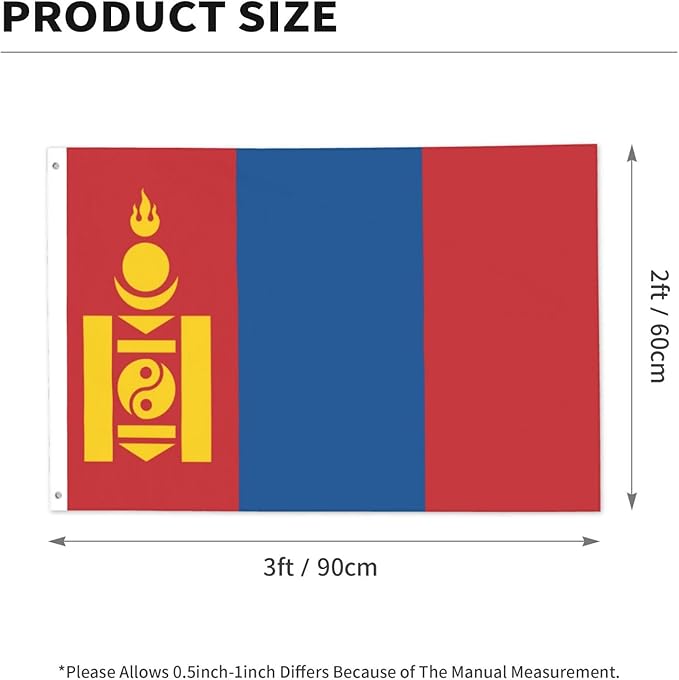 Mongolia Mongolian Flag Garden Yard House 2x3 ft Flags Double Sided Print Banner Indoor Outdoor Party Home Decorations for Boat Dorm House Balcony