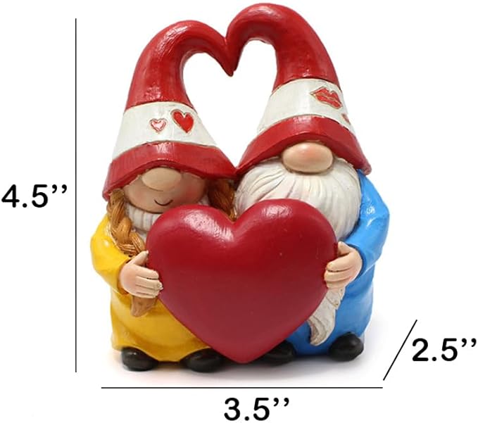 Garden Gnome Outdoor Statues Sweet Couple Gnomes Holding Heart Decor Resin Gnomes Sculptures for Yard Patio Home Lawn Outside Decorations Ornament Housewarming
