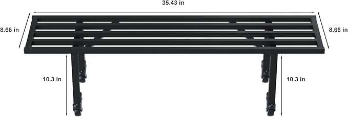 Zhongma One Tier Metal Plant Stand with Wheels,(35.43 L x 8.66 W x 10.3 H) Heavy Duty Plant Holder for Home, Window,Garden, Plant Lovers, Display Stand