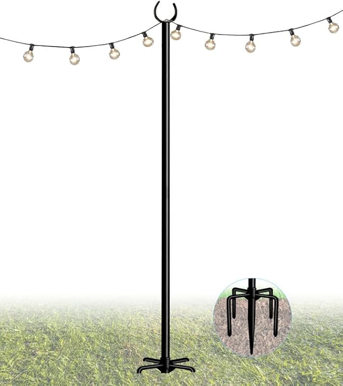 String Light Pole Stand for Outdoor String Lights Hanging, Use for Backyard, Garden, Patio, Party, Festival, Wedding, Picnic, 10FT, Matte, 1 Pole