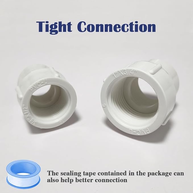 8PCS 1/2 to 1 Inch Female to Female PVC Pipe Pressure Fittings 1/2" to 1" Double Female Thread Coupling Pipe Adapter Connectors for Sprinkler, Drip Irrigation System