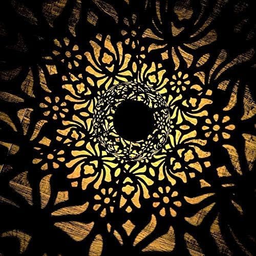 Set of 2 Outdoor Solar Hanging Lantern Lights Metal LED Decorative Lamp for Garden Patio Courtyard Lawn and Table with Hollowed-Out Design (White)