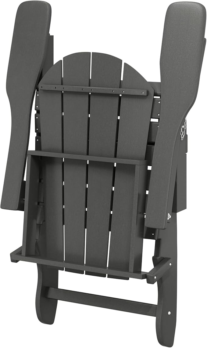 Westin Outdoors Laguna WO Home Furniture Adirondack Chair 4 PC Set Classic Outdoor Patio Folding Chair for Bon Fire Pit Lawn Backyard Beach Plastic Weather-Resistant (Gray)