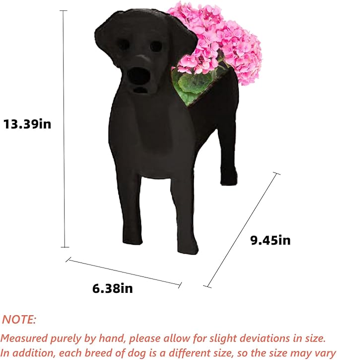 Black Labrador Dog Planter Plant Pots,Cute Garden Dog Flower Planter,Dog Planters Birthday Gifts for Women,Office,Indoor/Outdoor Decor(9.45 * 6.38 * 13.39in)