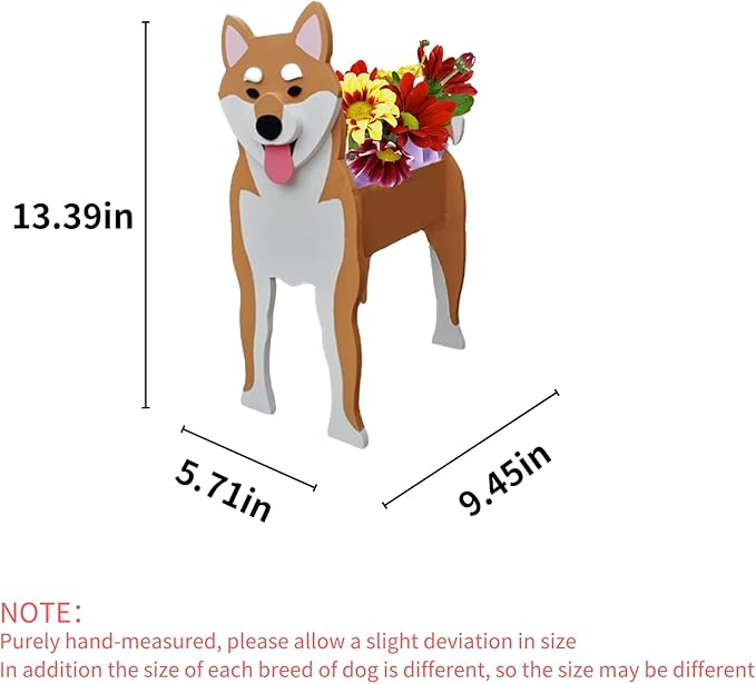 Shiba Inu Dog Planter Plant Pots,Cute Garden Dog Flower Planter,Dog Planters Birthday Gifts for Women,Office,Indoor/Outdoor Decor（9.45 * 5.71 * 12.13in）