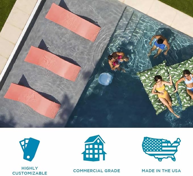 Ledge Lounger - Signature Chaise Deep - Inside Pool & Sun Shelf Lounge Chair - Designed for Deep Shelves 10”-15” - Compatible with All Pool Types - Poolside & Sun Deck Tanning - Set of 2 - White