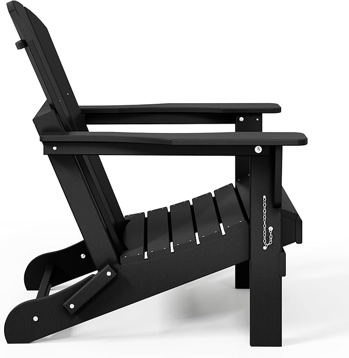 Westin Outdoors Laguna WO Home Furniture Adirondack Chair 4 PC Set Classic Outdoor Patio Folding Chair for Bon Fire Pit Lawn Backyard Beach Plastic Weather-Resistant (Black)