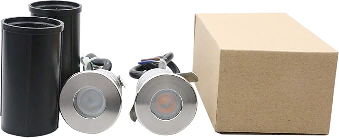 YASHIDA Mini Low Voltage 12-24V DC LED Step Lights,3 Watt Recessed Outdoor LED Landscape Deck Lights for Stair, Pathway, Garden, Warm White 2700K, IP67 Waterproof Stainless Steel Aluminum