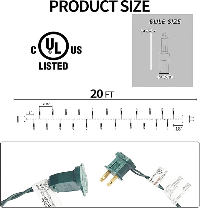 TW SHINE Blue Christmas Lights, 20FT 100 Count Incandescent Christmas Mini Tree String Lights, Waterproof Christmas Decorations for Outdoor Indoor Xmas Patio Home Party Garden Yard Decor