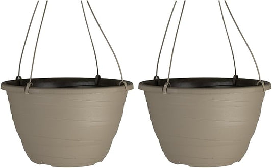 The HC Companies Wrapt Hanging Planters - Lightweight Plant Pot Hanger for Hanging Plants, Vegetables & Herbs - Outdoor & Indoor Hanging Basket for Plants (13" Pepperstone, Pack of 2)