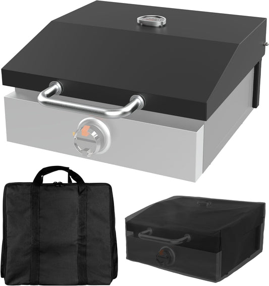 Griddle Lid for Blackstone 17 Inch Adventure Ready 1832 Tabletop Griddle, 1650 Flat Top Grill Station, Hinged Lid Hard Cover with Carry bag and Cover for Blackstone Flat Top Grill