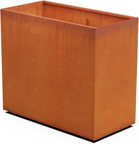 Corten Steel Planter Rectangle Outdoor Metal Garden Box Heavy Duty | Made in USA | Fully Assembled