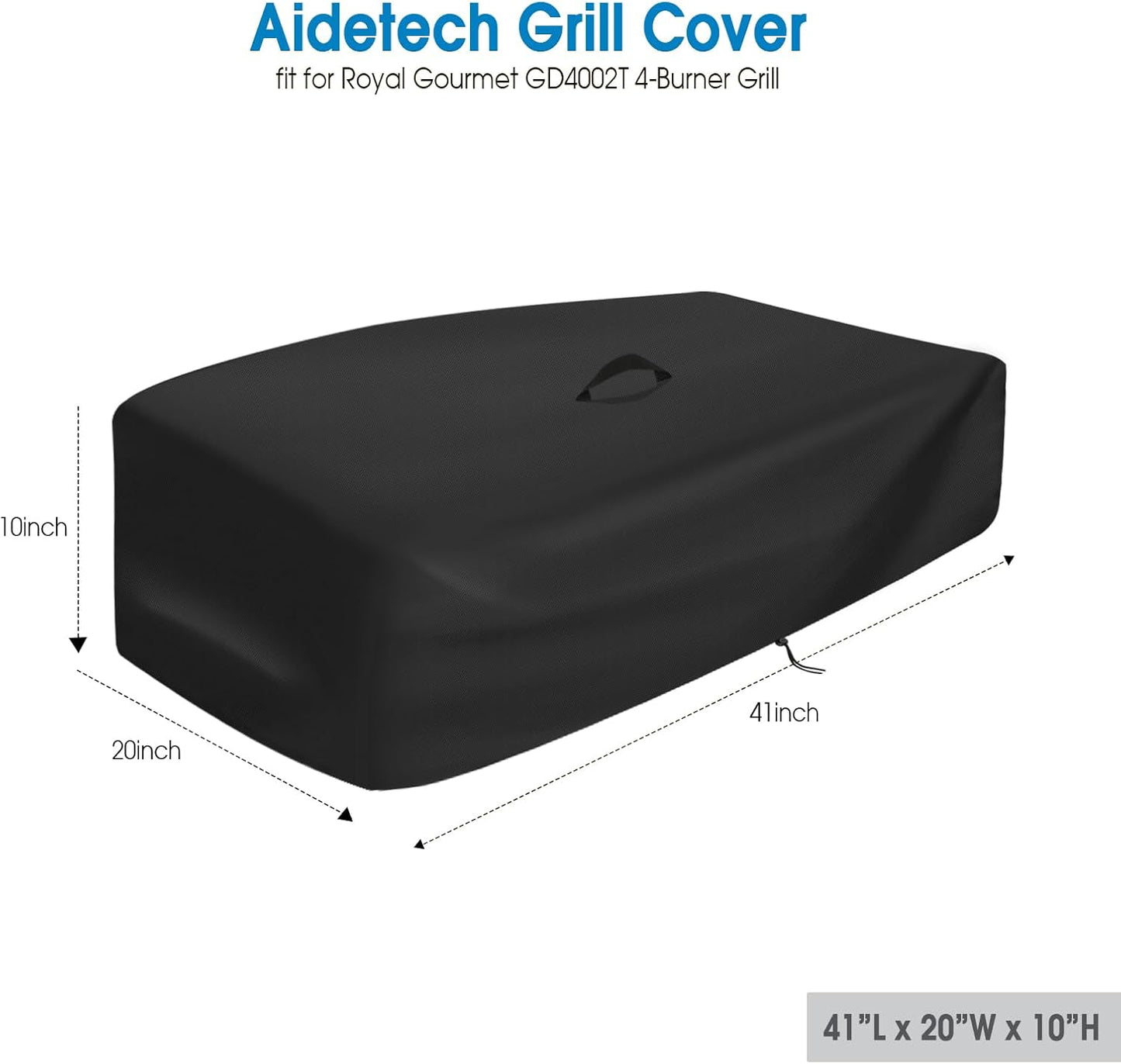 Grill Cover for Royal Gourmet GD4002T 4-Burner Grill, Waterproof Gas Grills Covers for Outdoor BBQ - 41”L x 20”W x 10”H, Black