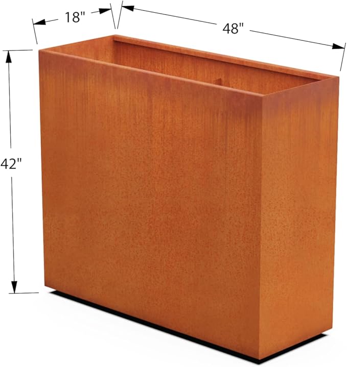 Corten Steel Planter Rectangle Outdoor Metal Garden Box Heavy Duty | Made in USA | Fully Assembled